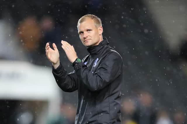 Milton Keynes Dons Head Coach Liam Manning brings his side to Hillsborough tonight to take on Sheffield Wednesday. (Photo by Pete Norton/Getty Images)