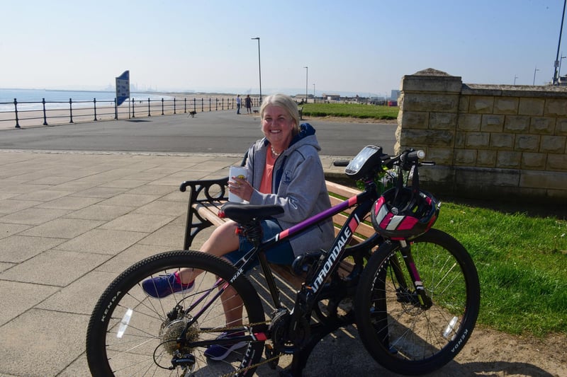 Val Nicholson of Hartlepool, out for a bike ride at Seaton Carew on Bank Holiday Monday