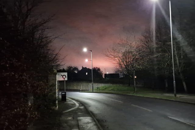 This view from Treeton saw the sky light up in red and pink, but other parts of South Yorkshire saw the phenomenon in green.