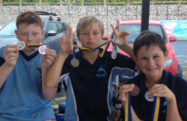 Hucknall and Linby Dolphins swimmers Lynden Johnson, Francis Dermody and Joseph Lilley.