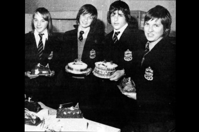 City boys show off their Christmas cakes in 1975. By 1975 gone had the days when the prerogative to cook in schools was a girls only domain.