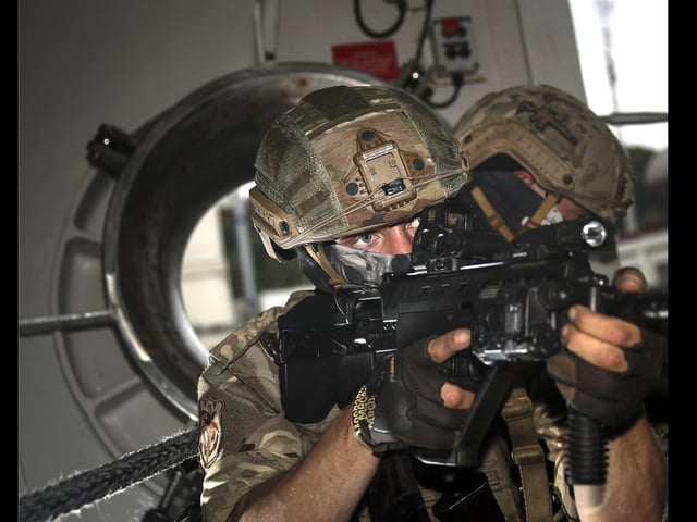 Ukrainian boarding team on board HMS Dragon.