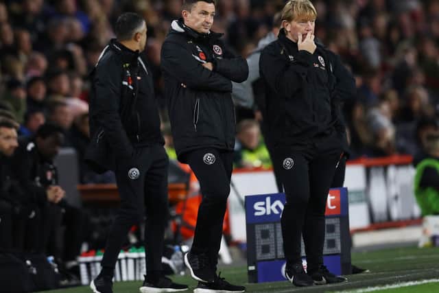 Paul Heckingbottom (centre) has overseen some fine results since being appointed Sheffield United manager: Darren Staples / Sportimage
