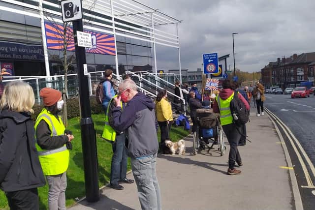 The protest outside B&M store on Chesterfield Road