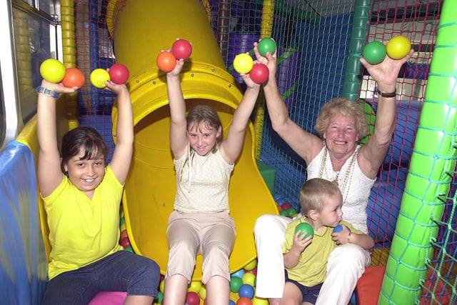 The Mayor of Doncaster, Councillor Beryl Roberts, launched the Summer Fun Campaign aboard a fun bus in Doncaster  in 2001. Our picture shows the Mayor with, from left, Charlotte D' Rozario and Laura Walker, both aged ten, of Sprotbrough, and Corey Millington, aged three, of Skellow.