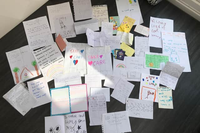Dozens of children left letters at Lenny's den in Bowden Housteads Woods