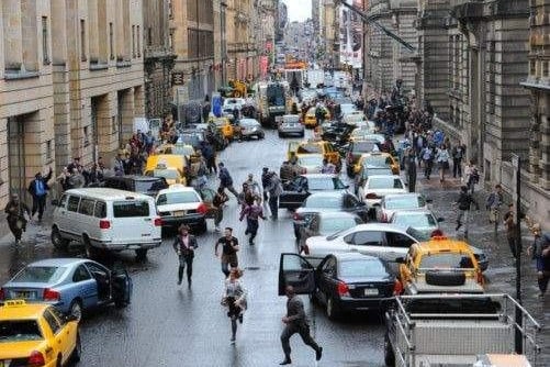 Glasgow stands in for Philadelphia during the opening zombie attack in the 2013 film World War Z - with Brad Pitt’s character Gerry Lane and family stuck in traffic on Cochrane Street.