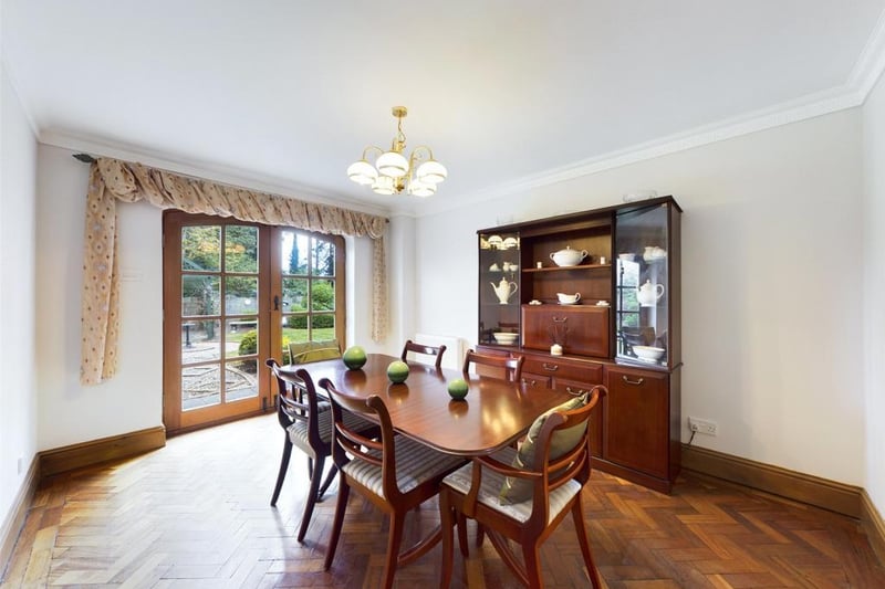 Dining room with French style doors to the rear garden.