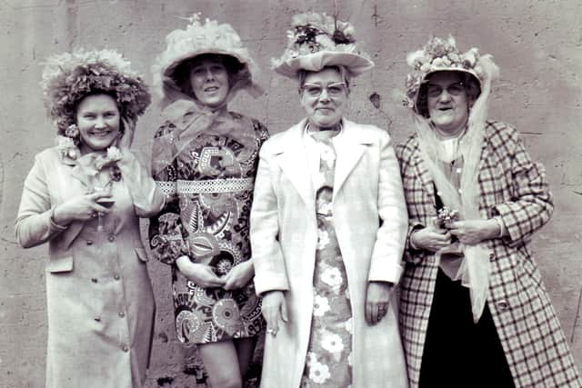 Easter Bonnet Contestants, Meadow Street Hotel 1972
left to right Esther, Carole Froggatt, Millie and Clara

Submitted Carole Froggatt, 16 Owlings Place, S6 4WQ