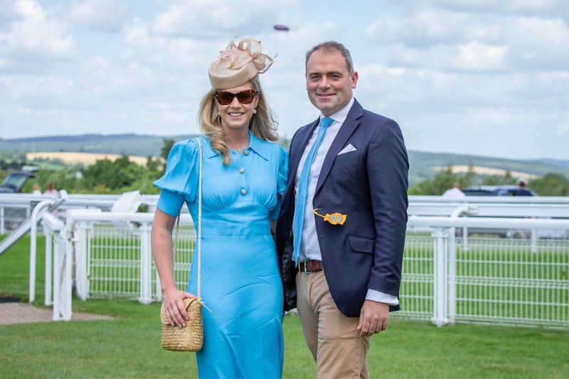 Ladies Day at Qatar Goodwood Festival, Goodwood on 29th July 2021
Pictured: Emma and Tom  Earnshaw 
Picture: Habibur Rahman