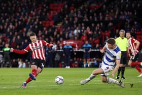 Oliver Norwood of Sheffield United scores their side's first goal against Queens Park Rangers at Bramall Lane (George Wood/Getty Images)