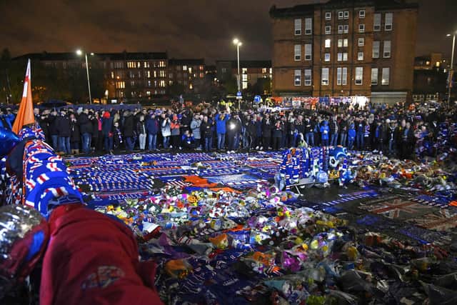 Fans gather to leave tributes for Rangers legend Walter Smith outside Ibrox: Rob Casey / SNS Group