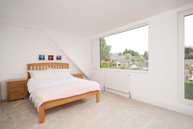 The master bedroom is located on the second floor. It looks fantastic with plenty of room to get ready in the mornings, a stunning en-suite and tremendous views from the windows.