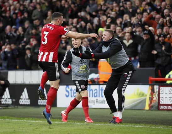 Enda Stevens of Sheffield Utd celebrates his goal: Simon Bellis/Sportimage