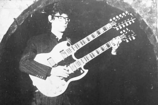 Frank White with the distinctive double neck Gibson at Sheffield's Club 60 in the 1960s