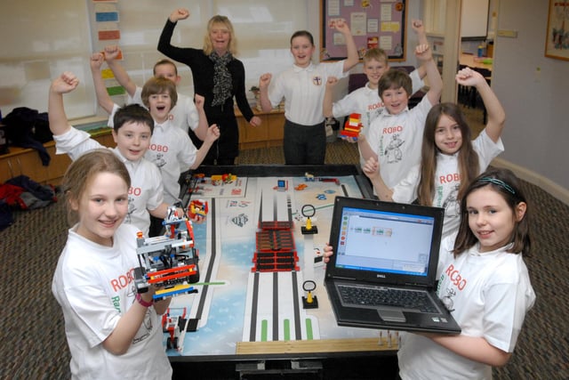Cleadon Village Primary School pupils got to the final of a Lego competition in 2013 and here they are with teacher Clare Dowson.