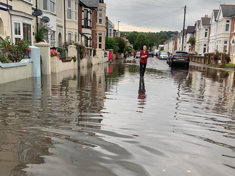 Residents of Salisbury Road in Cosham are calling for urgent action after flooding has hit their street. Picture: Lucy Heard