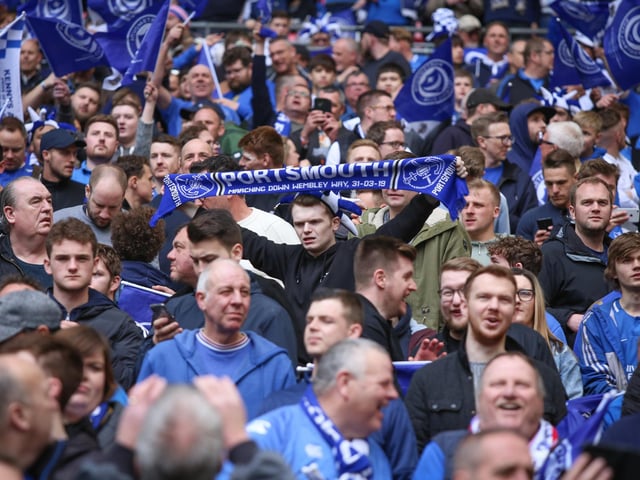 Pompey fans at Wembley in 2019.
