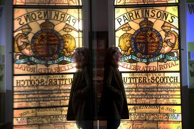 Linda Jones is pictured by the Parkinsons Butterscotch display window at the new-look Danum Gallery, Library and Museum in Doncaster. The museum features a new exhibition, Changing the Record, highlighting the town's hidden histories