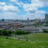Looking down over Sheffield city centre from South Street Park
