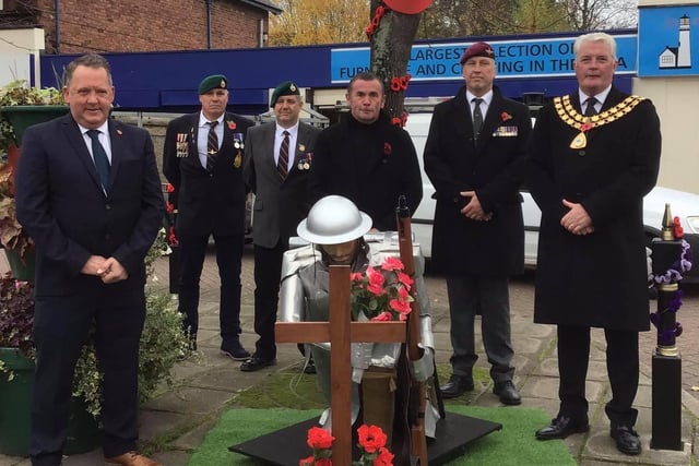 Councillors and veterans pay their respects in Selston.