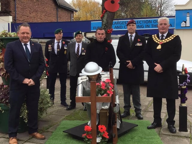 Councillors and veterans pay their respects in Selston.