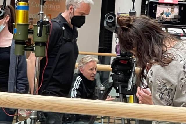 Robert Carlyle pictured at Sheffield's Meadowhall shopping centre during filming for the Disney+ TV spin-off series of The Full Monty. Aiden Cook, aged 11, who is not pictured here, is among the new names joining familiar faces from the hit 1997 film. Photo: Reece Freeman