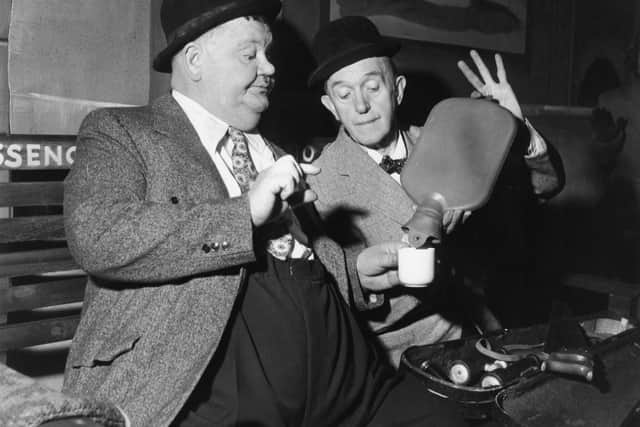 Comedy duo Stan Laurel and Oliver Hardy in the sketch A Spot Of Trouble in 1952