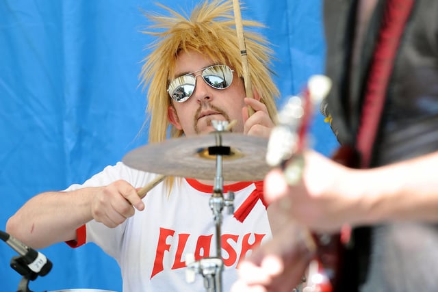 Lieutenant Stardust drummer Robert Rash keeps the beat during the band's performance at the 2010 Grangemouth Music Festival