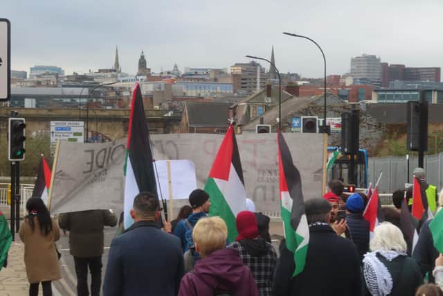 Palestine protesters marching in Sheffield on Saturday, February 17. Picture: Sheffield Palestine Coalition Against Israeli Apartheid