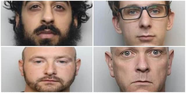 Over the last year, all of the men pictured here have been convicted of crimes committed while they were serving police officers for South Yorkshire Police. 
Top row, left to right: Nabeel Khan; Faran Hanson
Bottom row, left to right: Liam Mills; Paul Hinchcliffe