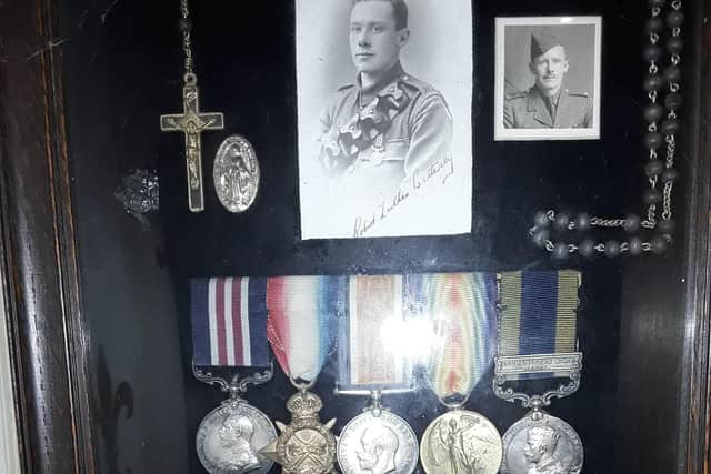 Medals awarded to Robert L. Battersby, including the Military Medal for bravery during the Somme.