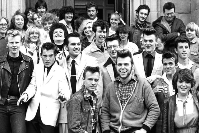 Trevor Cajiao (third from left) was the organiser of the Elvis Presley Remembrance Show, and he is pictured with some of the fans who attended the function in the Hedworth Hall in 1982. Were you there?