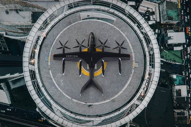 Artist's impression of a Vertical Aerospace VA-X4 aircraft. A landing pad would fit on Sheaf Square.