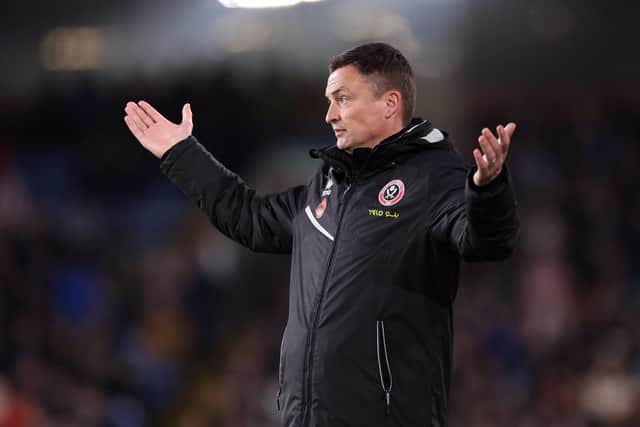 Paul Heckingbottom, the manager of Sheffield United, looks on at Turf Moor: Alex Livesey/Getty Images