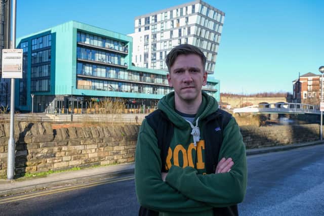 Wicker Riverside flats has had a prohibition notice lifted, after work to address serious fire safety concerns was completed. George Truman, pictured at Northbank, was among those evicted because of the fire hazards in the buildings cladding.
