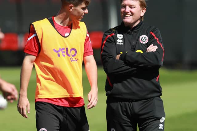 Stuart McCall with Sheffield United's new loan signing James McAtee: Simon Bellis/Sportimage