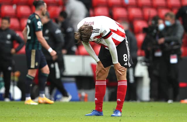 Sheffield United's Sander Berge appears dejected after the final whistle during the Premier League match at Bramall Lane, Sheffield.  Molly Darlington/NMC Pool/PA Wire.