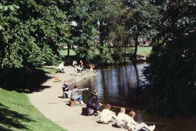 Fishing in Hillsborough Park, Sheffield, in around 1988