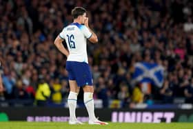 England’s Harry Maguire reacting after scoring an own goal against Scotland. Andrew Milligan/PA Wire