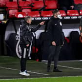 Sheffield United manager Chris Wilder (left) and Manchester United manager Ole Gunnar Solskjaer exchange words: Laurence Griffiths/PA Wire.