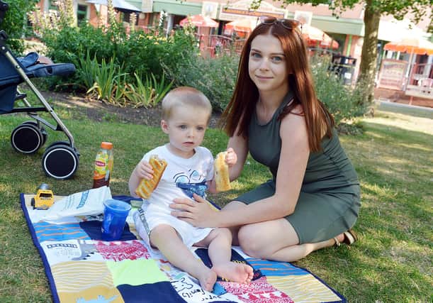 Families enjoy sunny Chesterfield on hottest day of the year.