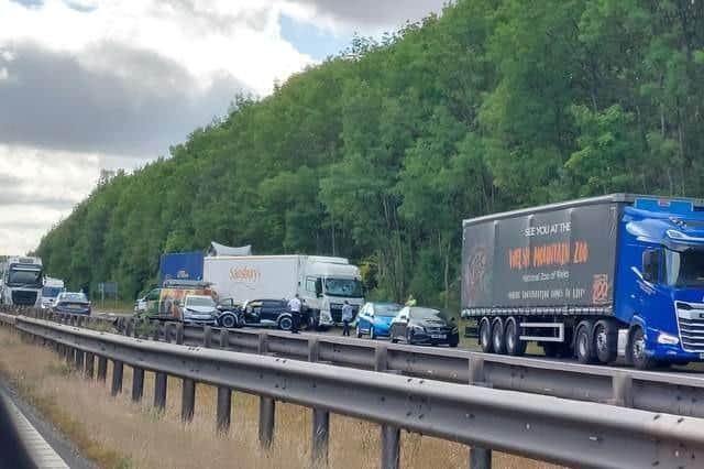 A lorry driver died in a collision on the M18, between Rotherham and Doncaster, yesterday