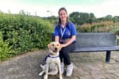 Ellie and trainee support dog Bon Bon