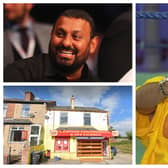 Prince Naseem Hamed pictured in 2002 at his Sheffield gym on Abbeydale Road (right), the house above a convenience store in Wincobank where he grew up (bottom left), and at The O2 Arena in London in 2016 (top left) (pics: Google/Getty Images/JPI Media)