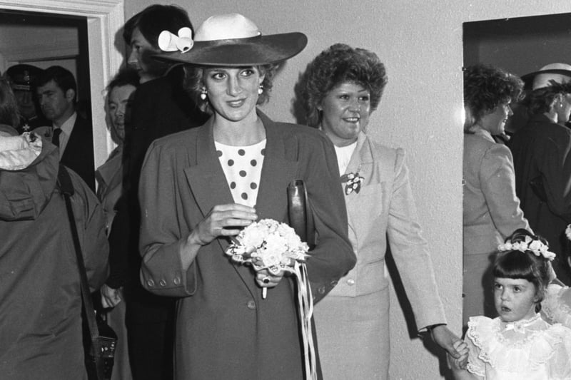 What a day for Clare Alsop after she presented Princess Diana with flowers at Bridal Elegance in Houghton in May 1985.