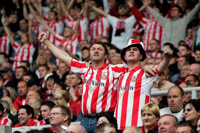 Sunderland fans celebrate their 1-0 victory and the Championship after the Coca Cola Championship against Stoke City at the Stadium of Light.