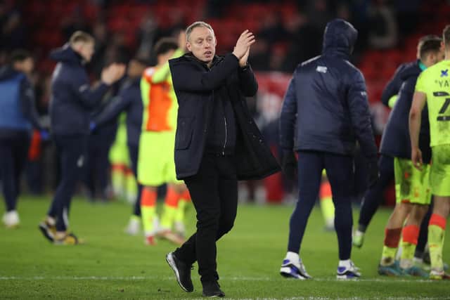 Nottingham Forest manager Steve Cooper applauds the travelling fans at the end of the match against Sheffield United (George Wood/Getty Images)