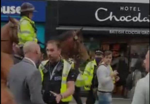 Chaotic scenes on Fargate moments before Mr Corbyn's arrest