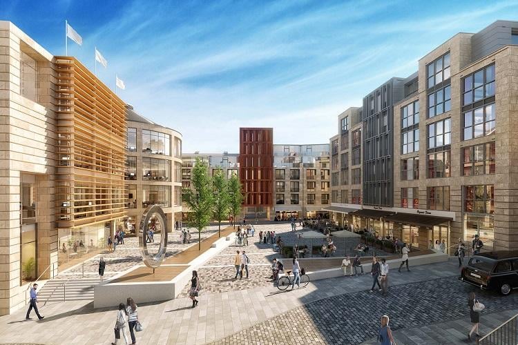 The £240 million New Waverley project is currently under contruction and will build 185 homes, 18,000 m² office space, a 146-room Adagio Aparthotel, a 127-room Premier Inn, a 121-room Hub by Premier Inn, a 21-room DogHouse Edinburgh and BrewDog Bar, an Edinburgh Gin distillery and visitor centre, and 28 shops.